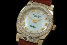 RLCM00203DL Ladies Mini Cellini YG/LE MOP White Roman Swiss Quar