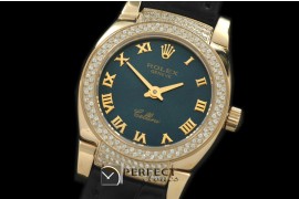 RLCM00209DL Ladies Mini Cellini YG/LE MOP Blue Roman Swiss Qtz