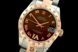 RDJmRT01124 SS/RG Oyster Brown Roman Swiss Eta 2836-2