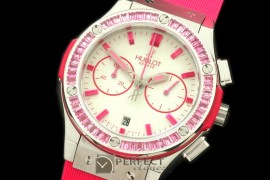 HBFSCL10053 Ladies Classic Fusion Chrono SS/RU Wht/Pink Jap Quar