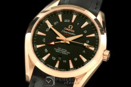 OMAT00122 Aqua Terra GMT RG/LE Black Asian 2836
