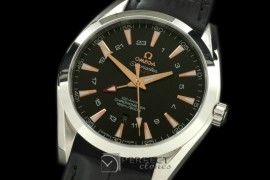 OMAT00104 Aqua Terra GMT SS/LE Black/RG Asian 2836