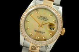 RDJMT00326D SS/YG Oyster MOP Gold Diamond Swiss Eta 2836-2
