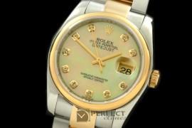 RDJMT00326 SS/YG Oyster MOP Gold Diamond Swiss Eta 2836-2