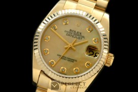 RDJmF00426 SS/YG President MOP Gold Diamond Swiss Eta 2836-2