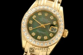 RLMPLS01225 YG Diam Bez MOP Green Diamond Swiss Eta 2671-2