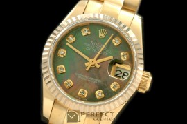 RDJLF00425 YG President MOP Green Diamond Swiss Eta 2671-2