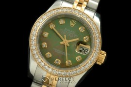 RDJLT00225D SS/YG Jubilee MOP Green Diamond Swiss Eta 2671-2