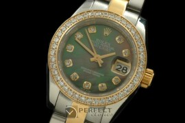 RDJLT00325D SS/YG Oyster MOP Green Diamond Swiss Eta 2671-2