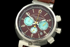 LV01055 LV Cup 227 Chrono SS/LE Brown/Blue Jap Quartz Chrono