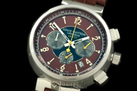 LV01054 LV Cup 227 Chrono SS/LE Brown/Grey Jap Quartz Chrono