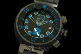 LVD02055 Tambour MenXL Diving Chrono PVD/RU Black/Blue Jap OS20