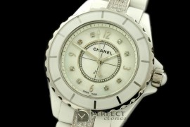 CHA00401 J12 White Ceramic/Diam Men Japanese Quartz