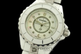 CHA00403L J12 MOP White Ceramic/Diam Ladies Japanese Quartz