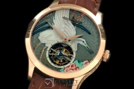 JL00063A Porcelian Crane Tourbillon RG/LE Green Flying Tourbillo