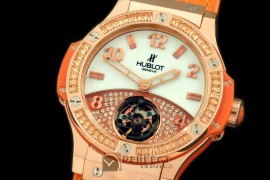 HB41-10217 Tourbillon Pave 41mm RG/Sq Orange/Diam/LE Aspen White