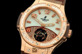 HB41-10204 Tourbillon Pave 41mm RG/Sq Brown/Diam/LE Aspen White