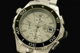 TGAQ10011 Aquaracer 500m Chrono SS/SS White Jap Qtz Chrono