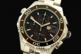 TGAQ10014 Aquaracer 500m Chrono SS/SS Brown Jap Qtz Chrono
