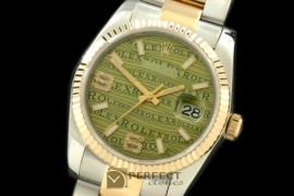 RDJMT00113 SS/YG TT Khaki Asian 2813 - Real Diamonds