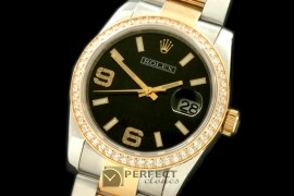 RDJMT00015D SS/YG TT Black Swiss Eta 2836/3135-Real Diamonds