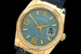 RDJMF00012D YG/LE Blue Swiss Eta 2836/3135-Real Diamonds