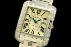 CARTA00101D Tank Anglaise Mid SS/SS White Swiss Eta 2671
