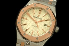 AP15400-121 Royal Oak 1540SS/RG White Swiss 2824