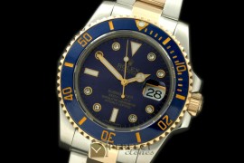 RLST00007W 116613 Blue 14K TT/Diam Sub Swiss 2836/3135
