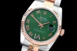 RDJMTR00502 SS/RG Oyster Green Roman/Diam 2836