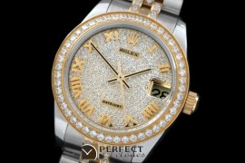RDJmT50011 SS/YG Jubilee Diam Roman Asian 2836
