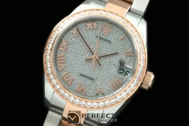 RDJmTR50003 SS/RG Oyster Diam Roman Asian 2836