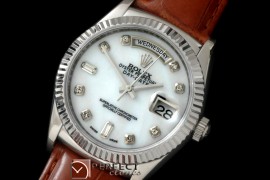 RLDDS60026L DayDate Fluted M-Wht Diam SS/LE Asian Eta 2836