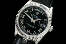 RLDDS60013L DayDate Fluted Black Roman SS/LE Asian 2836
