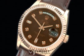 RLDDR60024L DayDate Fluted Brown Diam RG/LE Asian 2836