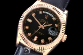RLDDR60123L DayDate Fluted Black Diam RG/LE Asian 2813