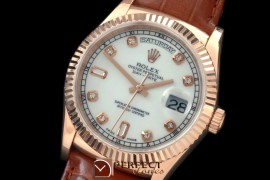 RLDDR60021L DayDate Fluted White Diam RG/LE Asian 2836