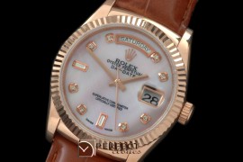 RLDDR60029L DayDate Fluted M-Pink Diam RG/LE Asian 2836