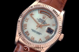 RLDDR60016L DayDate Fluted M-White Roman RG/LE Asian 2836