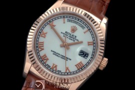 RLDDR60011L DayDate Fluted White Roman RG/LE Asian 2836
