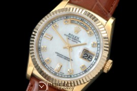 RLDDF60021L DayDate Fluted White Diam YG/LE Asian 2836