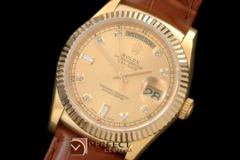 RLDDF60025L DayDate Fluted Gold Diam YG/LE Asian 2836