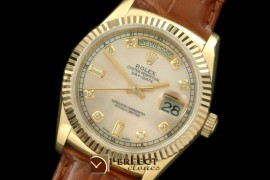RLDDF60029L DayDate Fluted M-Gold Diam YG/LE Asian 2836