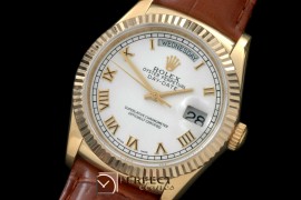 RLDDF60011L DayDate Fluted White Roman YG/LE Asian 2836