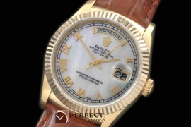 RLDDF60018L DayDate Fluted M-White Roman YG/LE Asian 2836