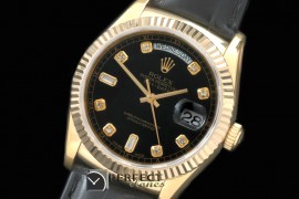 RLDDF60023L DayDate Fluted Black Diam YG/LE Asian 2836