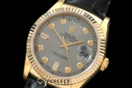 RLDDF60124L DayDate Fluted Grey Diam YG/LE Asian 2813
