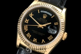 RLDDF60013L DayDate Fluted Black Roman YG/LE Asian 2836