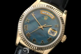RLDDF60019L DayDate Fluted M-Green Roman YG/LE Asian 2836