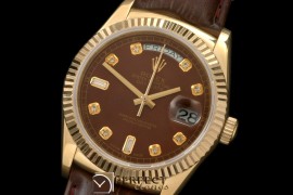 RLDDF60027L DayDate Fluted Brown Diam YG/LE Asian 2836